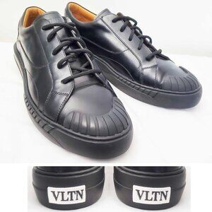 Valentino Garavani Mens Patent Leather Low Trainers Sneakers Shoes All Black 40